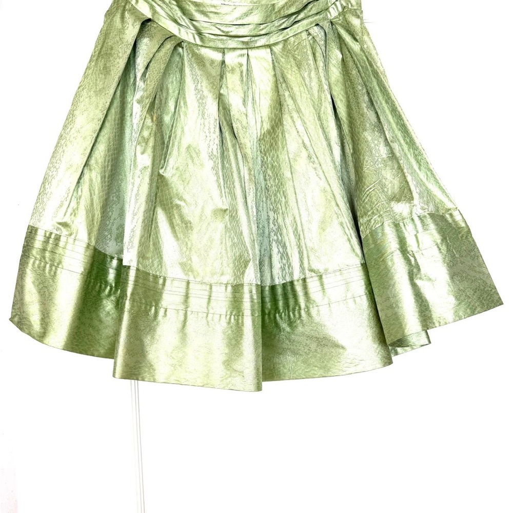 Diane Von Furstenberg Metallic Light Green A-Line Skirt